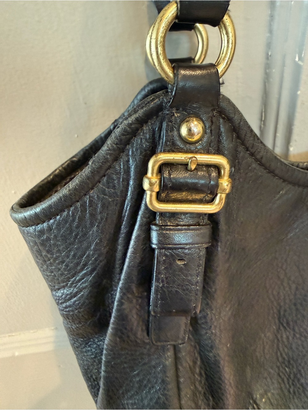 COACH MADISON ABIGAIL Black Pebbeled Leather Shoulder bag with Gold Hardware EUC - Picture 3 of 9